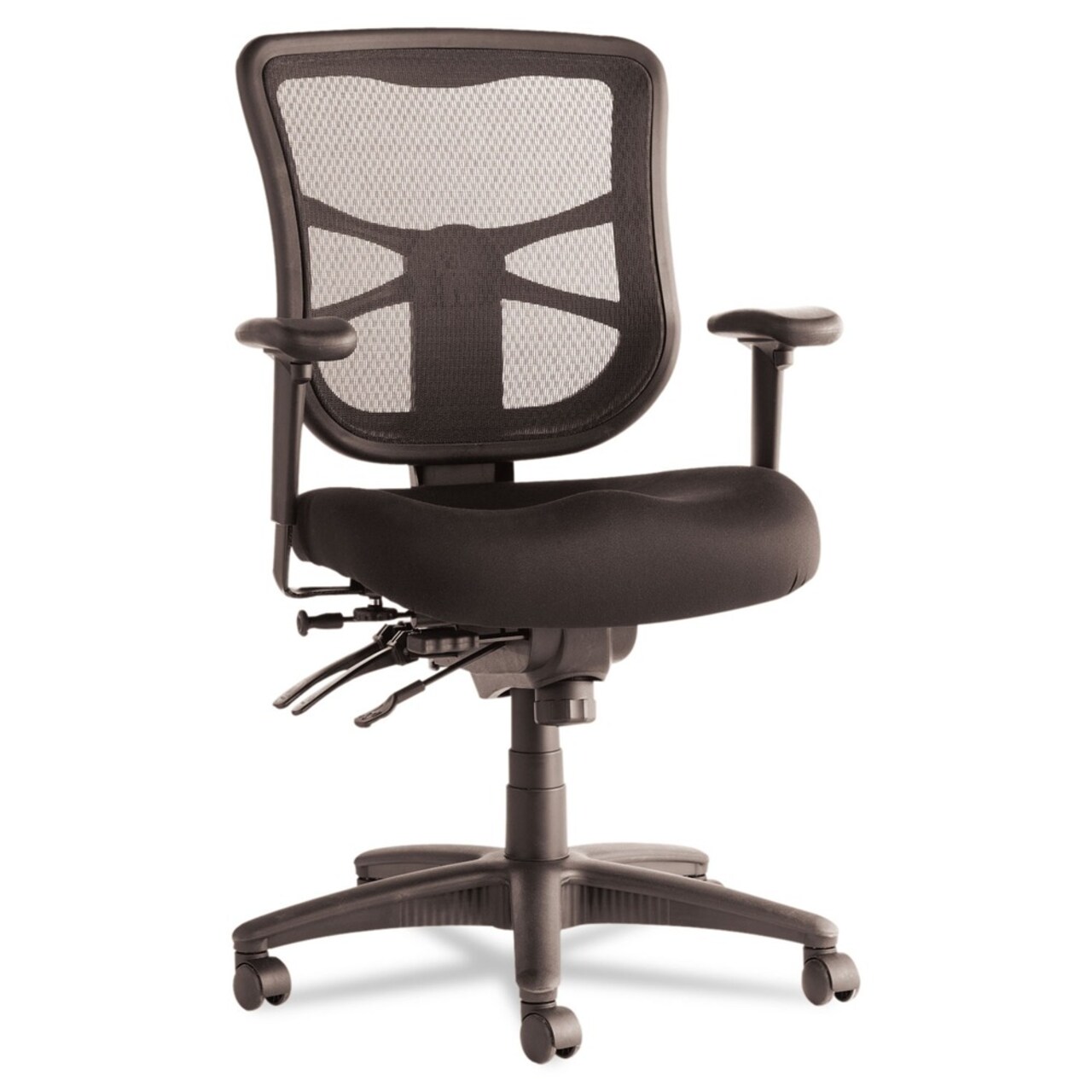 Alera 17.7 in. to 21.4 in. Seat Height Elusion Series Mesh Mid-Back Prem Fabric Multifunction Chair Supports Up to 275 lbs. - Black
